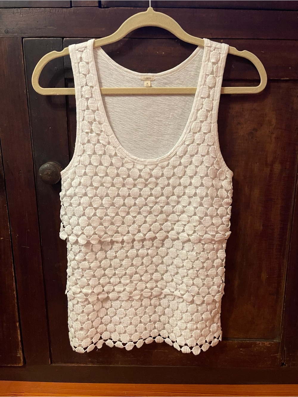 J. Crew White Tiered Crochet Boho Sleeveless Shirt Top Size S